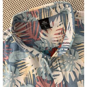 Jacks Surfboards Mens SS Button‎ Down Stretch Hawaiian Shirt Size Large Tropical
